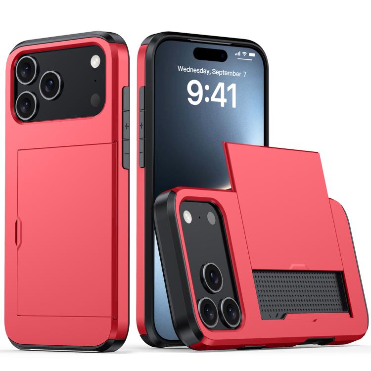 For iPhone 17 Pro Shockproof Armor Phone Case with Card Slot