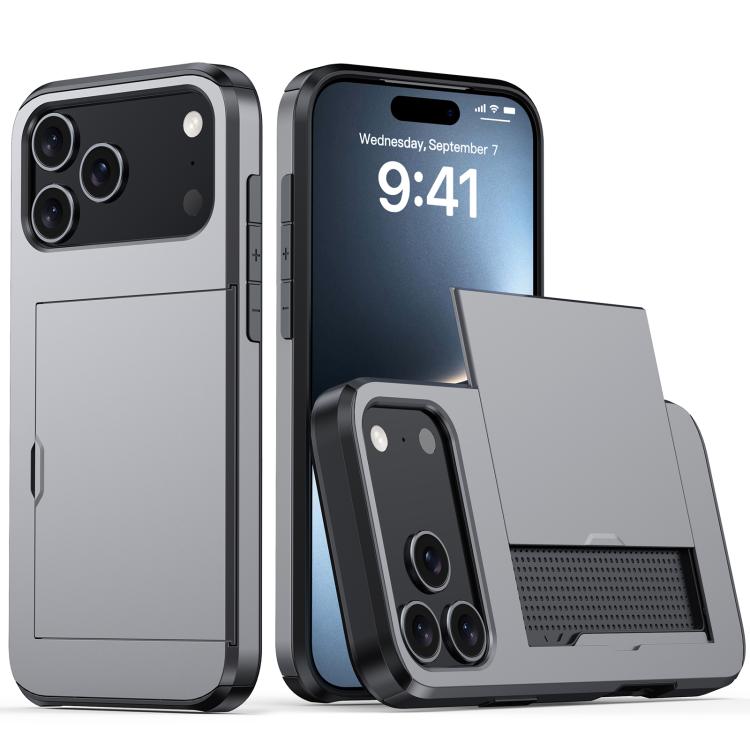 For iPhone 17 Pro Shockproof Armor Phone Case with Card Slot