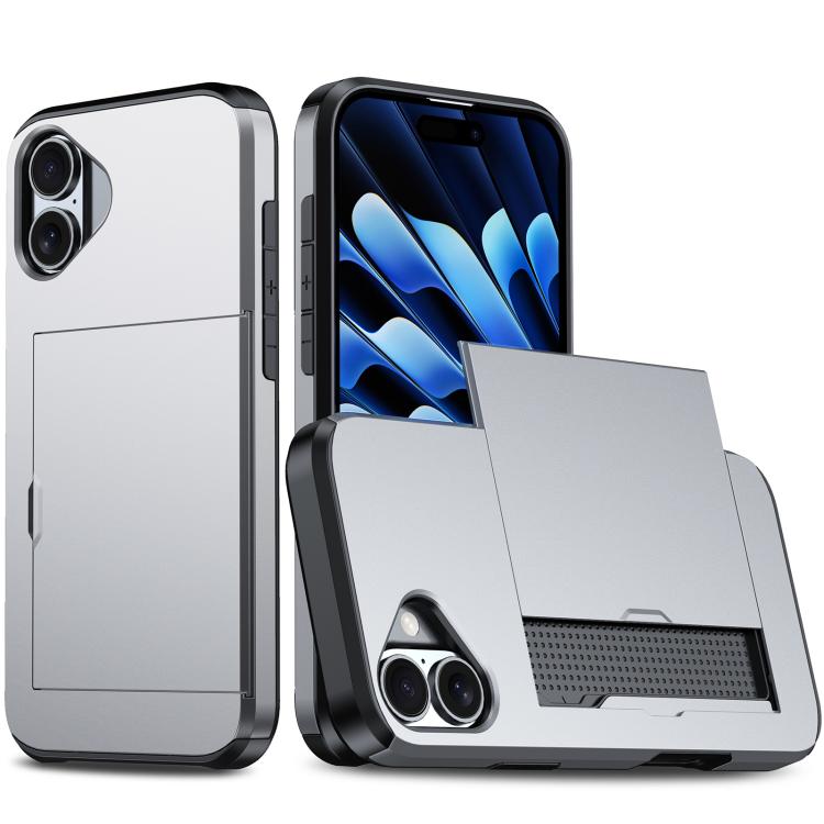 For iPhone 17 Shockproof Armor Phone Case with Card Slot
