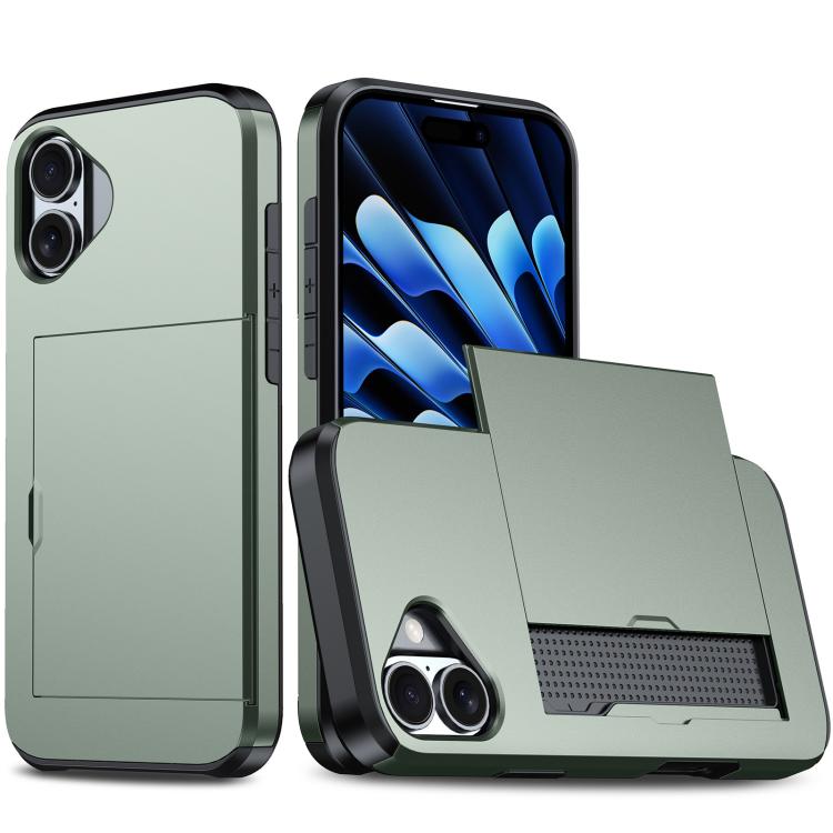 For iPhone 17 Shockproof Armor Phone Case with Card Slot