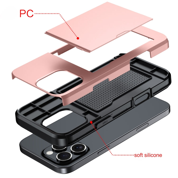 For iPhone 16 Pro Shockproof Armor Phone Case with Card Slot