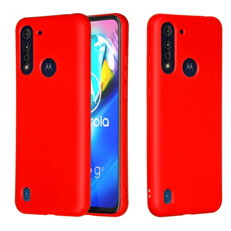 For Motorola Moto G8 Power Pure Color Liquid Silicone Shockproof Full Coverage Protective Case