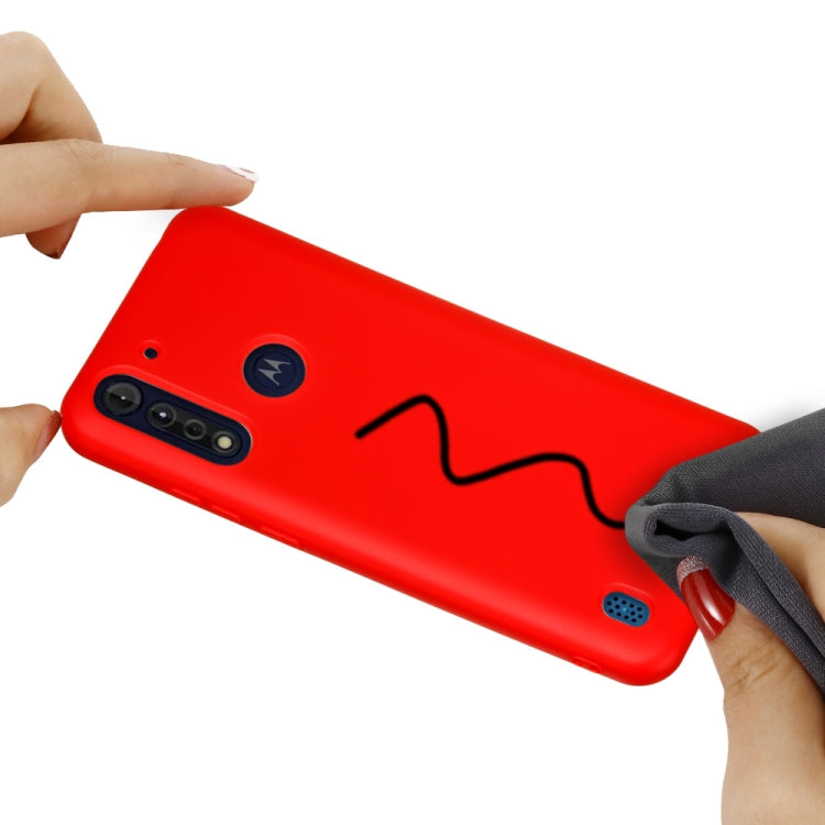 For Motorola Moto G8 Power Pure Color Liquid Silicone Shockproof Full Coverage Protective Case