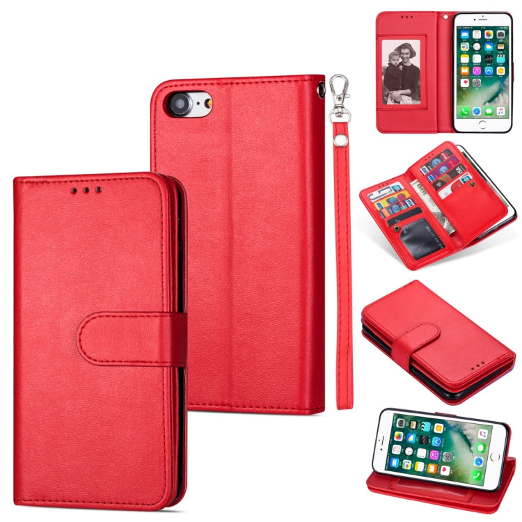 For iPhone 7 / 8 Ultra-thin 9 Card Horizontal Flip Leather Case, with Card Slots & Holder & Lanyard