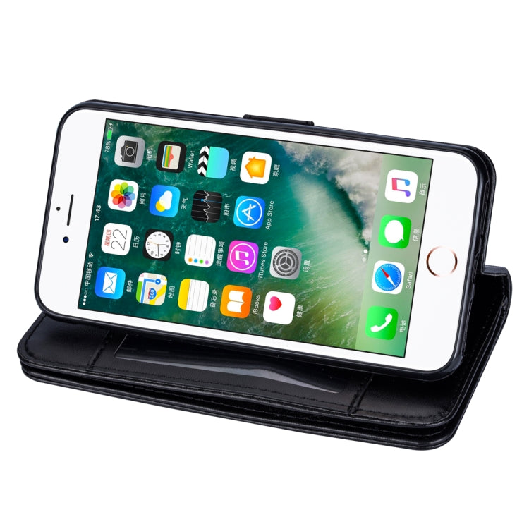 For iPhone 7 / 8 Ultra-thin 9 Card Horizontal Flip Leather Case, with Card Slots & Holder & Lanyard