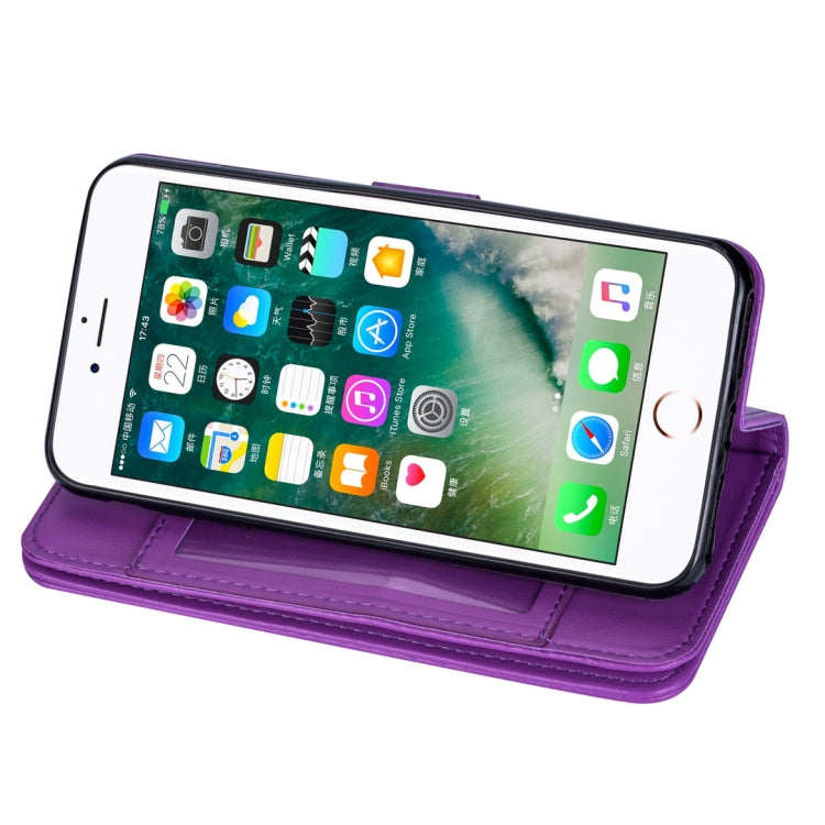 For iPhone 7 / 8 Ultra-thin 9 Card Horizontal Flip Leather Case, with Card Slots & Holder & Lanyard