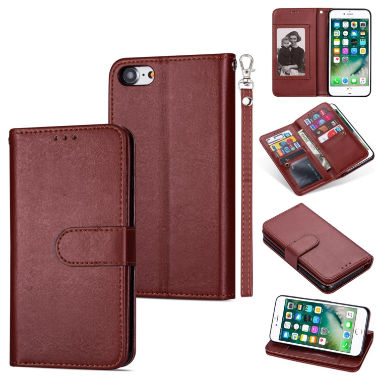 For iPhone 7 / 8 Ultra-thin 9 Card Horizontal Flip Leather Case, with Card Slots & Holder & Lanyard