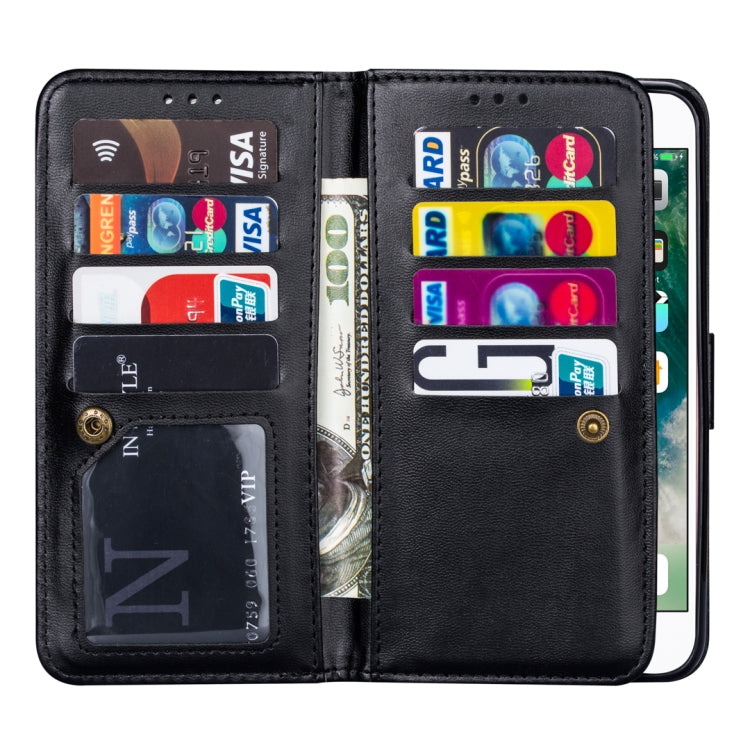 For iPhone 7 Plus / 8 Plus Ultra-thin 9 Card Horizontal Flip Leather Case, with Card Slots & Holder & Lanyard