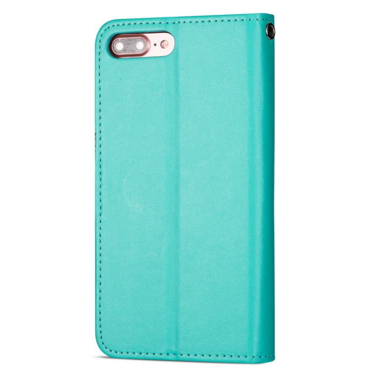 For iPhone 7 Plus / 8 Plus Ultra-thin 9 Card Horizontal Flip Leather Case, with Card Slots & Holder & Lanyard
