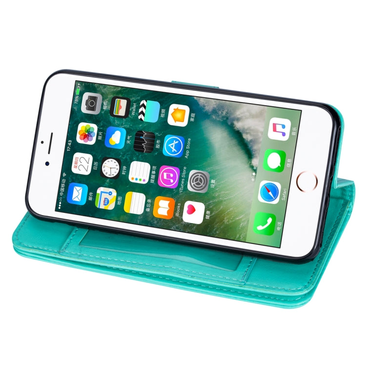 For iPhone 7 Plus / 8 Plus Ultra-thin 9 Card Horizontal Flip Leather Case, with Card Slots & Holder & Lanyard