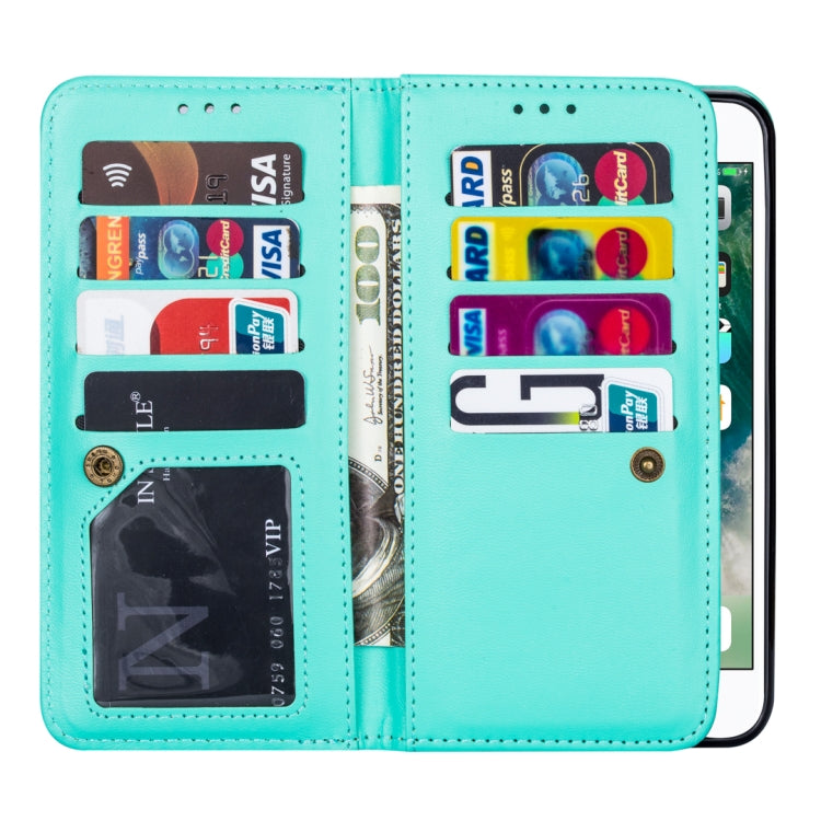 For iPhone 7 Plus / 8 Plus Ultra-thin 9 Card Horizontal Flip Leather Case, with Card Slots & Holder & Lanyard
