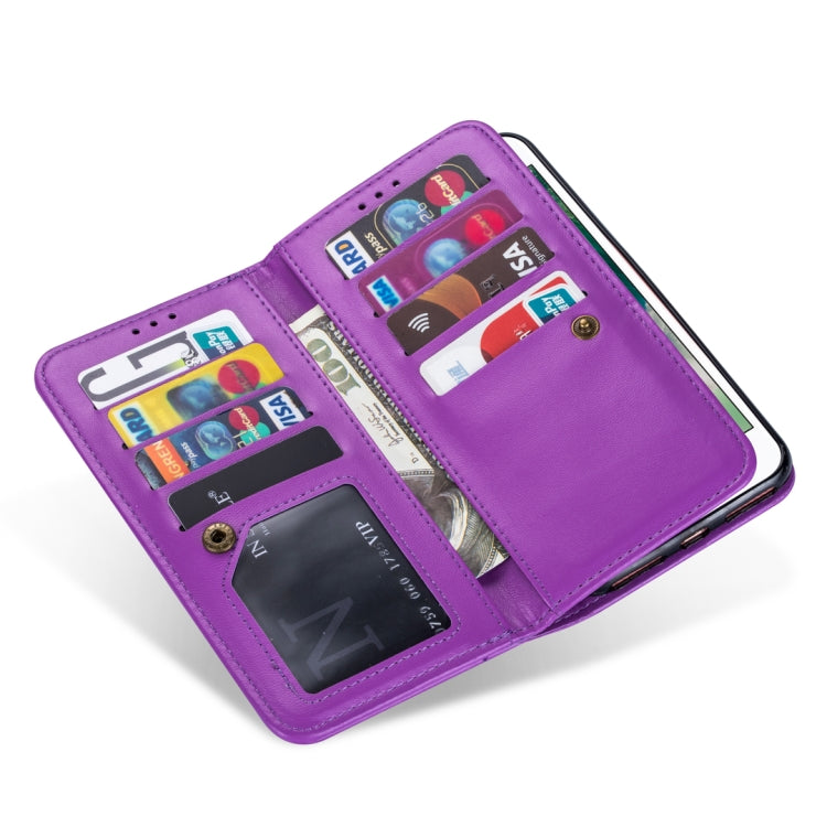 For iPhone 7 Plus / 8 Plus Ultra-thin 9 Card Horizontal Flip Leather Case, with Card Slots & Holder & Lanyard