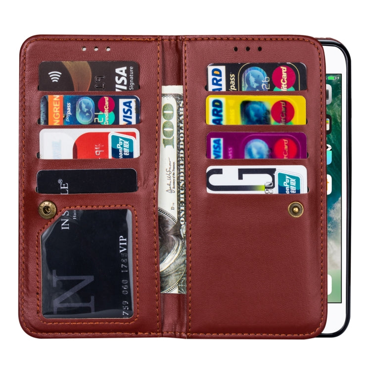 For iPhone 7 Plus / 8 Plus Ultra-thin 9 Card Horizontal Flip Leather Case, with Card Slots & Holder & Lanyard