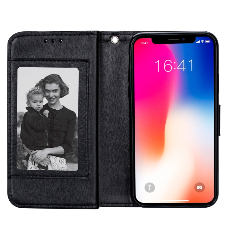 For iPhone X / XS Ultra-thin 9 Card Horizontal Flip Leather Case, with Card Slots & Holder & Lanyard