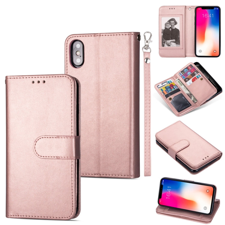 For iPhone X / XS Ultra-thin 9 Card Horizontal Flip Leather Case, with Card Slots & Holder & Lanyard