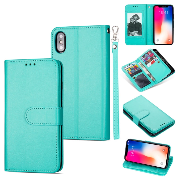 For iPhone X / XS Ultra-thin 9 Card Horizontal Flip Leather Case, with Card Slots & Holder & Lanyard