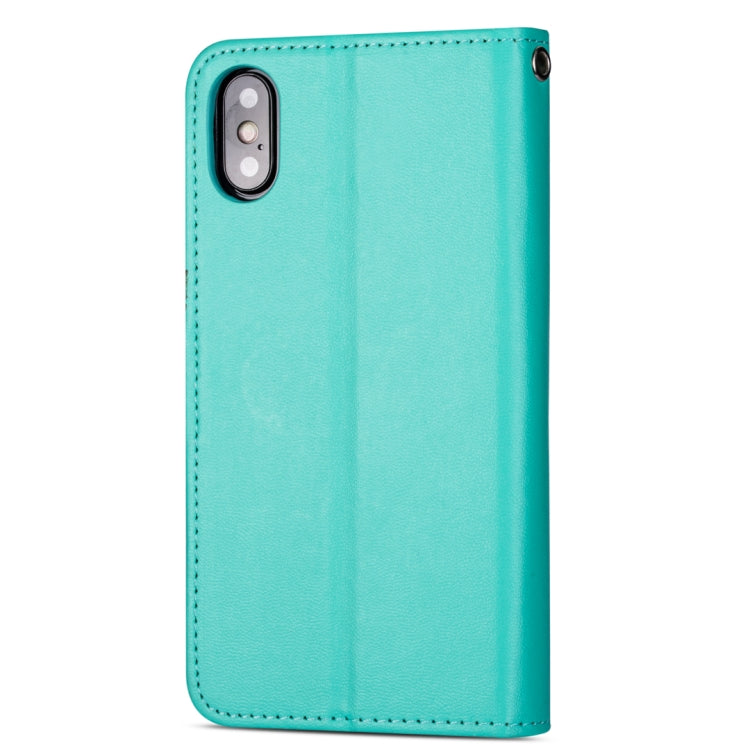 For iPhone X / XS Ultra-thin 9 Card Horizontal Flip Leather Case, with Card Slots & Holder & Lanyard