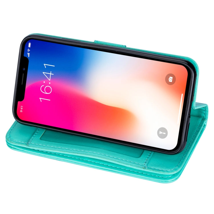 For iPhone X / XS Ultra-thin 9 Card Horizontal Flip Leather Case, with Card Slots & Holder & Lanyard