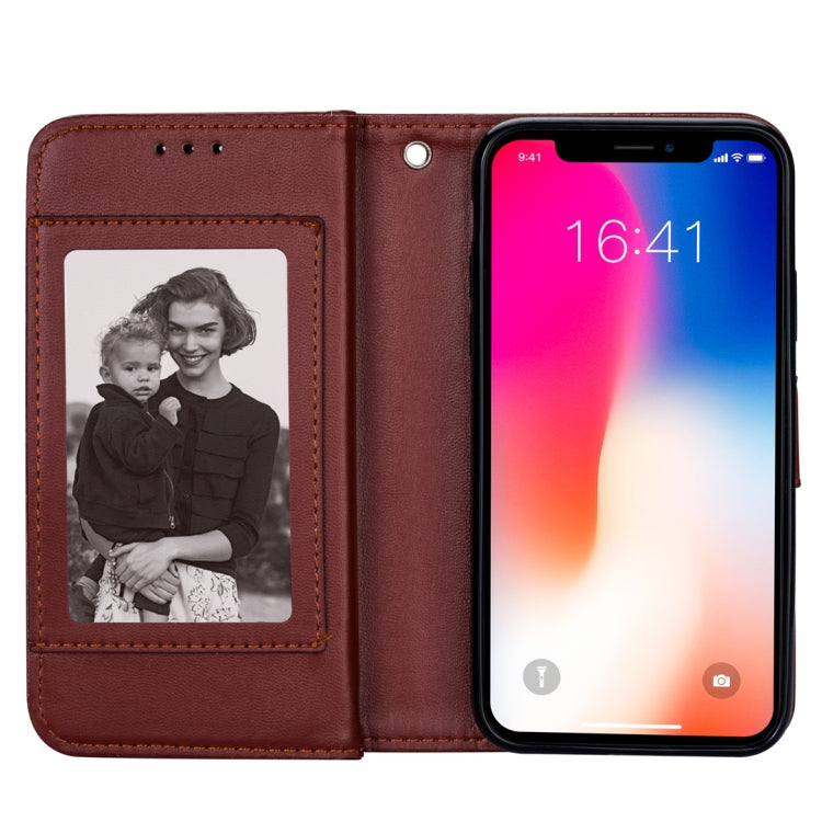 For iPhone X / XS Ultra-thin 9 Card Horizontal Flip Leather Case, with Card Slots & Holder & Lanyard
