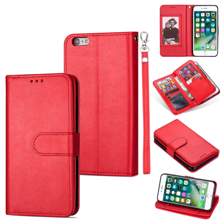 For iPhone 6 Plus Ultra-thin 9 Card Horizontal Flip Leather Case, with Card Slots & Holder & Lanyard