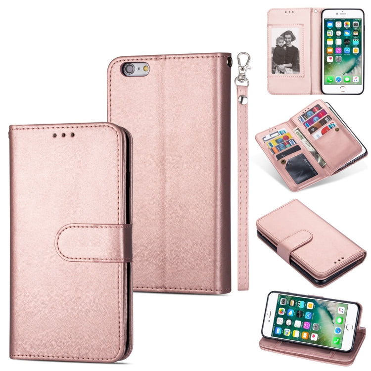 For iPhone 6 Plus Ultra-thin 9 Card Horizontal Flip Leather Case, with Card Slots & Holder & Lanyard