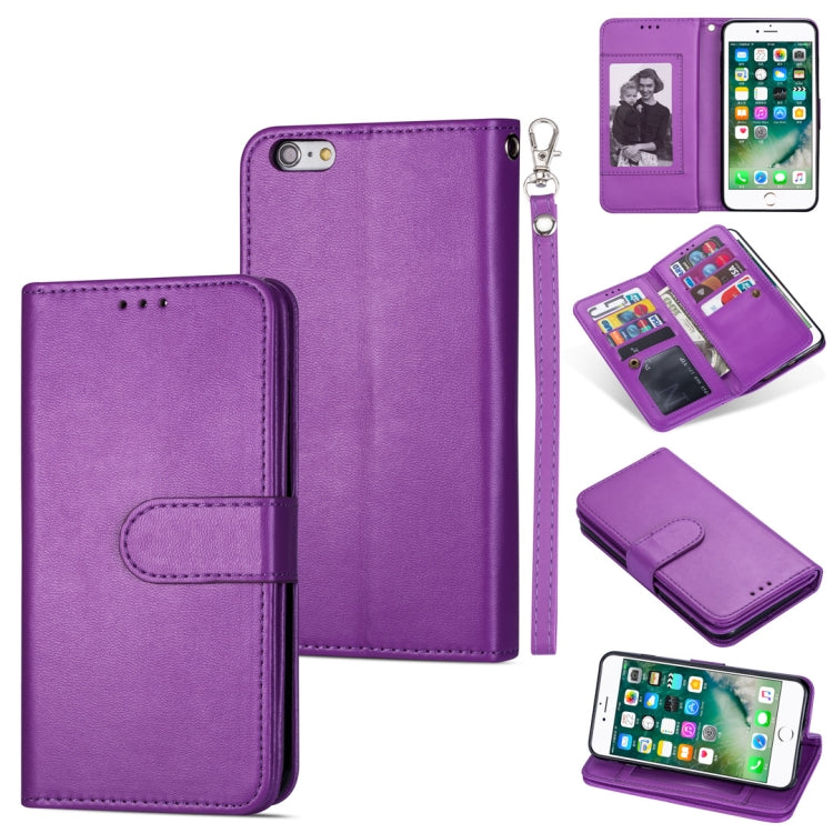 For iPhone 6 Plus Ultra-thin 9 Card Horizontal Flip Leather Case, with Card Slots & Holder & Lanyard