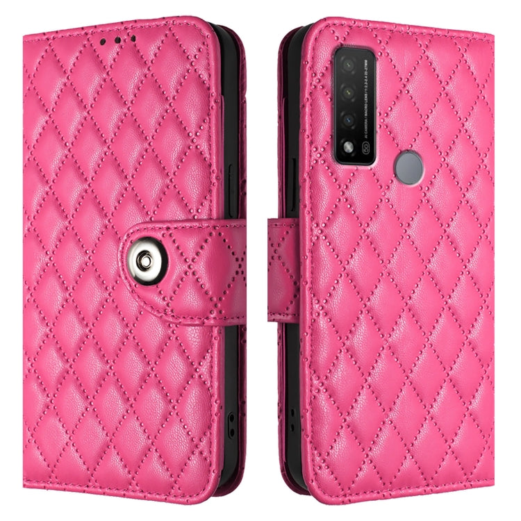 For TCL 20 R 5G Rhombic Texture Flip Leather Phone Case with Lanyard