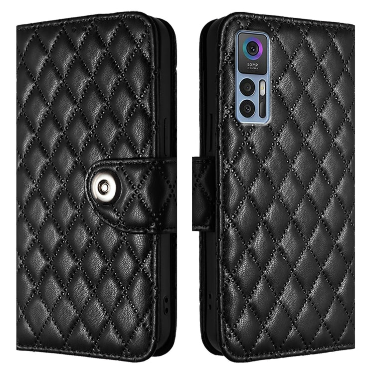 For TCL 30 4G / 30 5G / 30 Plus Rhombic Texture Flip Leather Phone Case with Lanyard