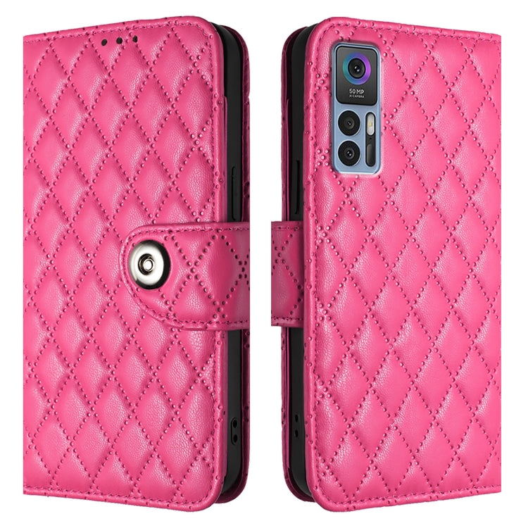 For TCL 30 4G / 30 5G / 30 Plus Rhombic Texture Flip Leather Phone Case with Lanyard