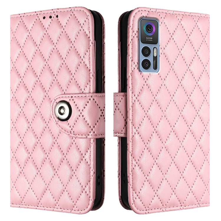 For TCL 30 4G / 30 5G / 30 Plus Rhombic Texture Flip Leather Phone Case with Lanyard