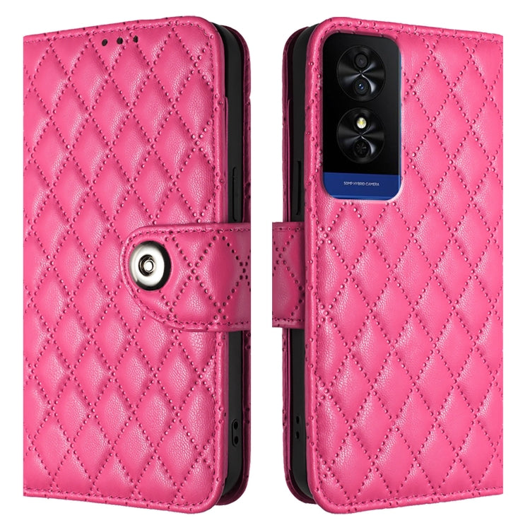For TCL 50 5G Rhombic Texture Flip Leather Phone Case with Lanyard