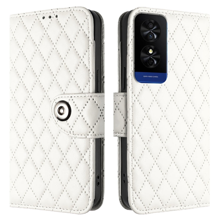 For TCL 50 5G Rhombic Texture Flip Leather Phone Case with Lanyard