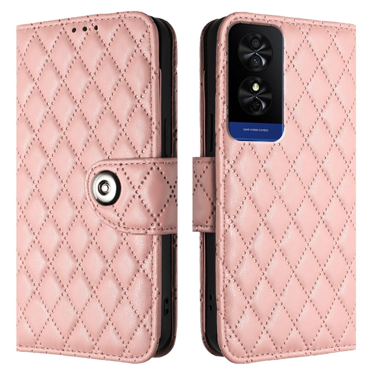 For TCL 50 5G Rhombic Texture Flip Leather Phone Case with Lanyard
