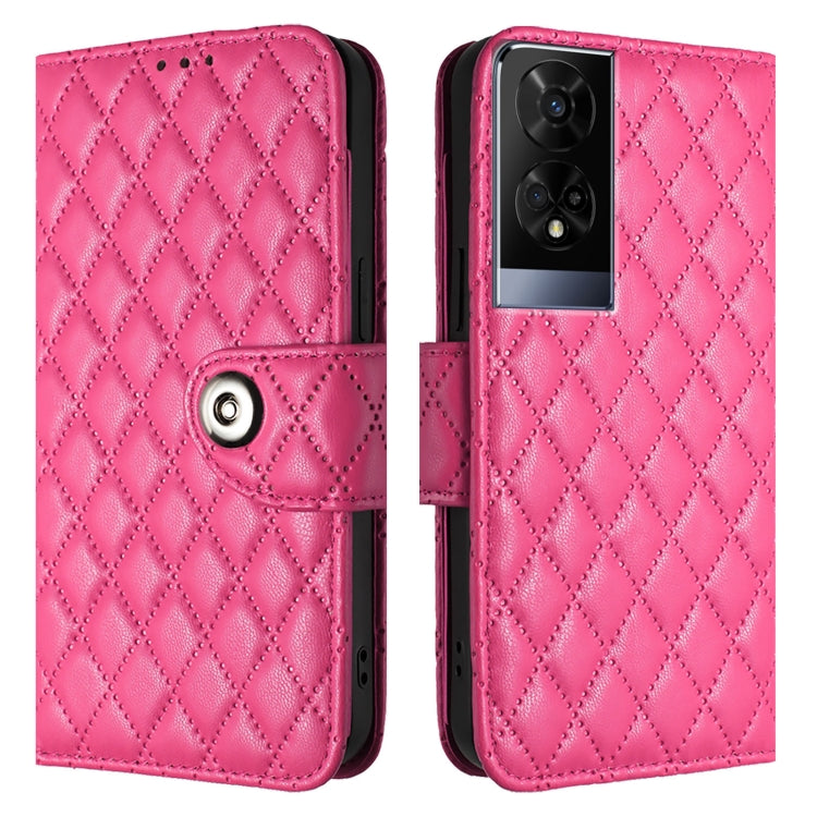 For TCL 50 XE 5G Rhombic Texture Flip Leather Phone Case with Lanyard