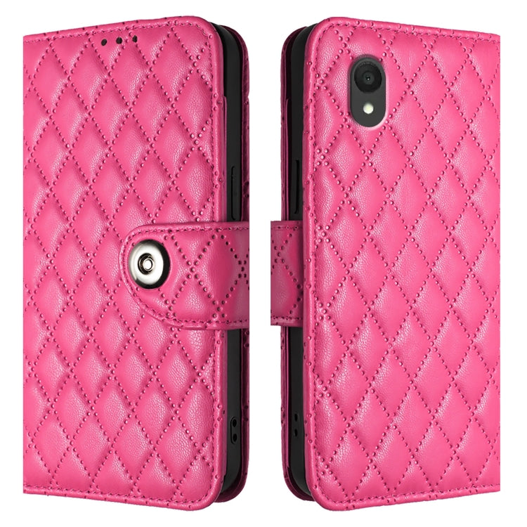 For TCL 201 Rhombic Texture Flip Leather Phone Case with Lanyard