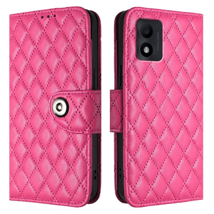 For TCL 303 Rhombic Texture Flip Leather Phone Case with Lanyard