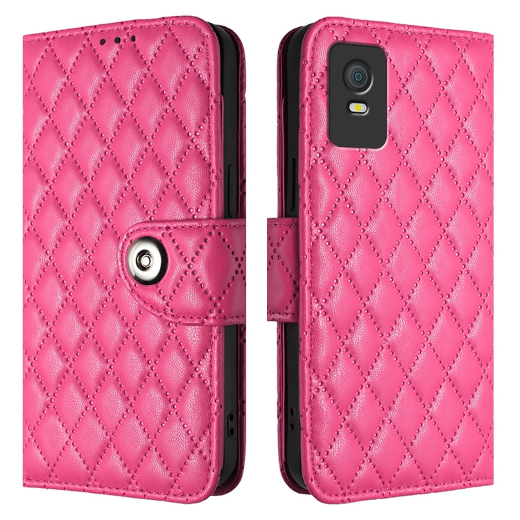 For TCL 403 Rhombic Texture Flip Leather Phone Case with Lanyard
