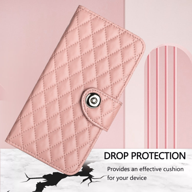 For TCL 501 Rhombic Texture Flip Leather Phone Case with Lanyard