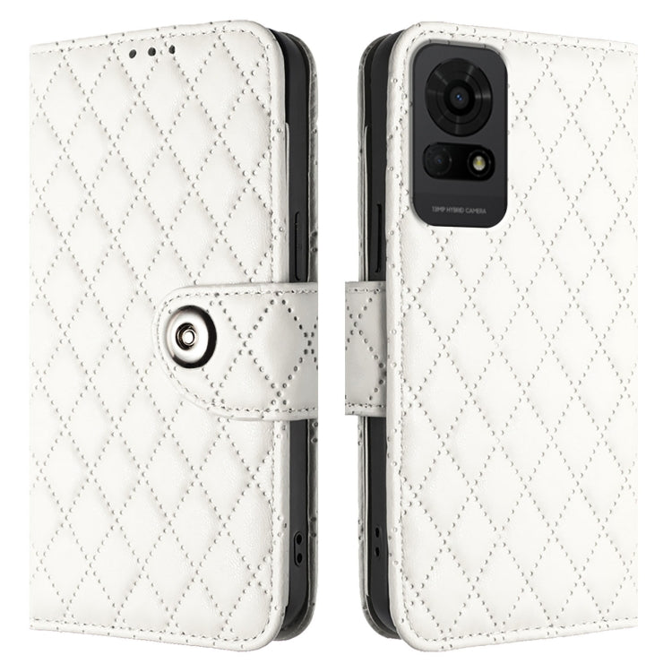 For TCL 50 LE 5G Rhombic Texture Flip Leather Phone Case with Lanyard