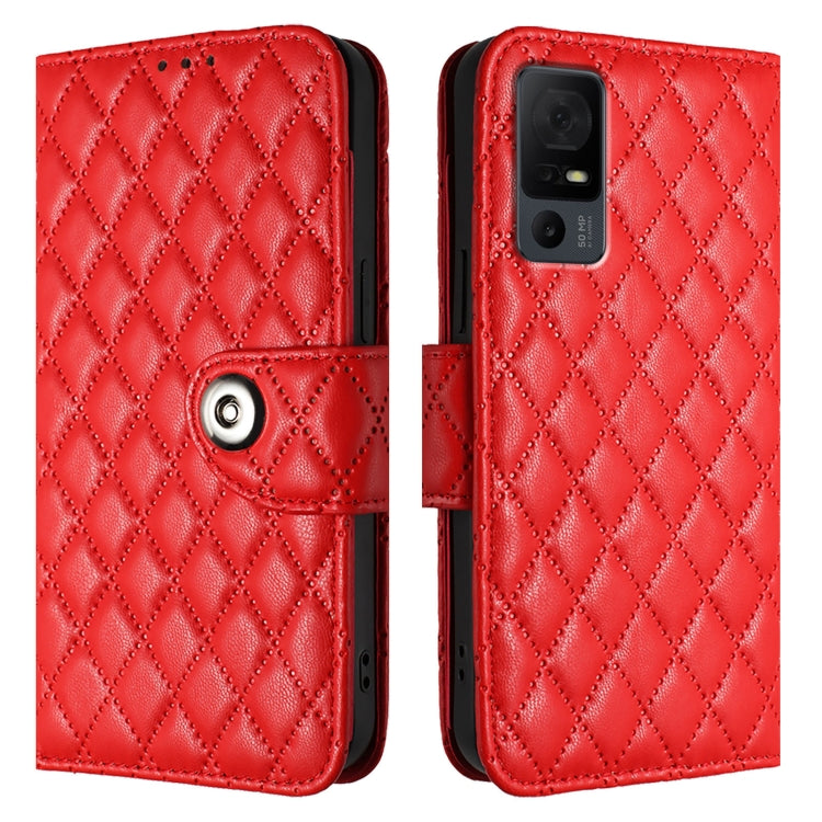 For TCL 40 XL / 40 T T608DL Rhombic Texture Flip Leather Phone Case with Lanyard