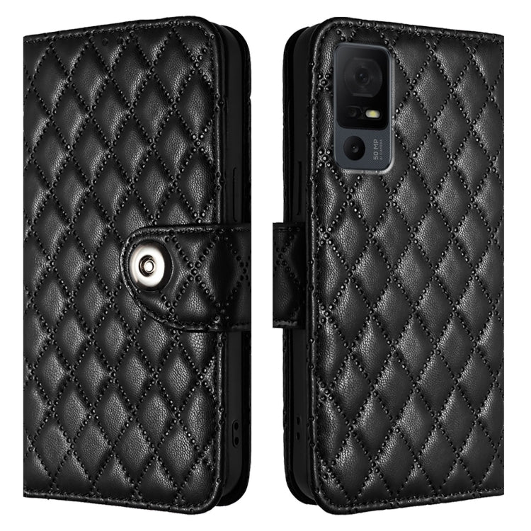 For TCL 40 XL / 40 T T608DL Rhombic Texture Flip Leather Phone Case with Lanyard