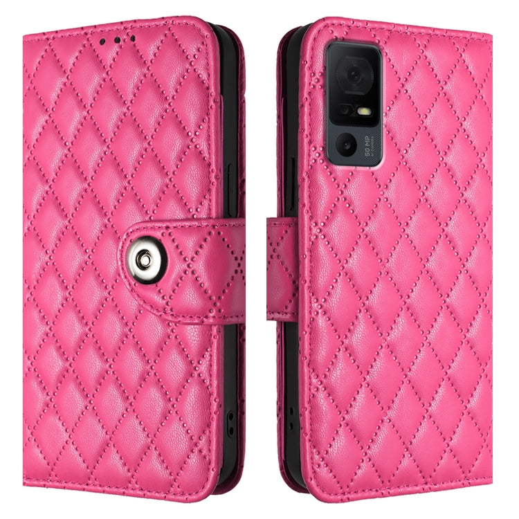 For TCL 40 XL / 40 T T608DL Rhombic Texture Flip Leather Phone Case with Lanyard