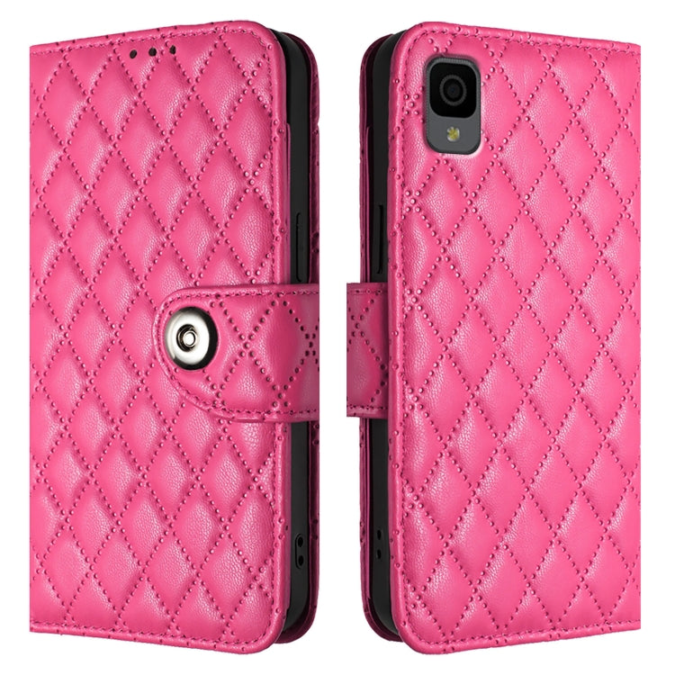 For TCL 30Z T602DL Rhombic Texture Flip Leather Phone Case with Lanyard
