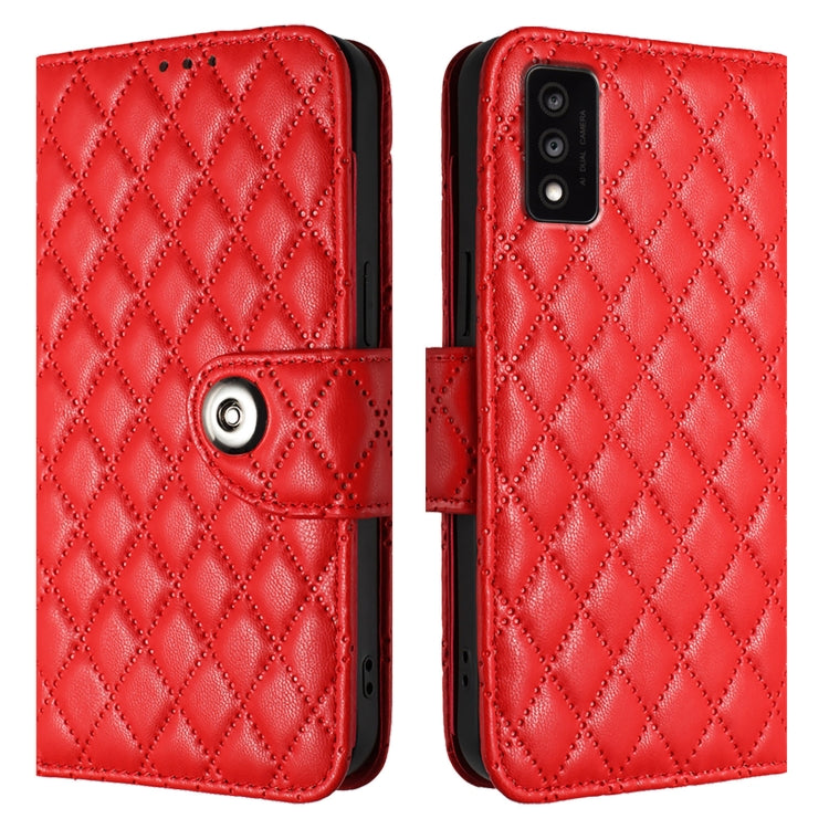 For TCL 30T T603DL Rhombic Texture Flip Leather Phone Case with Lanyard