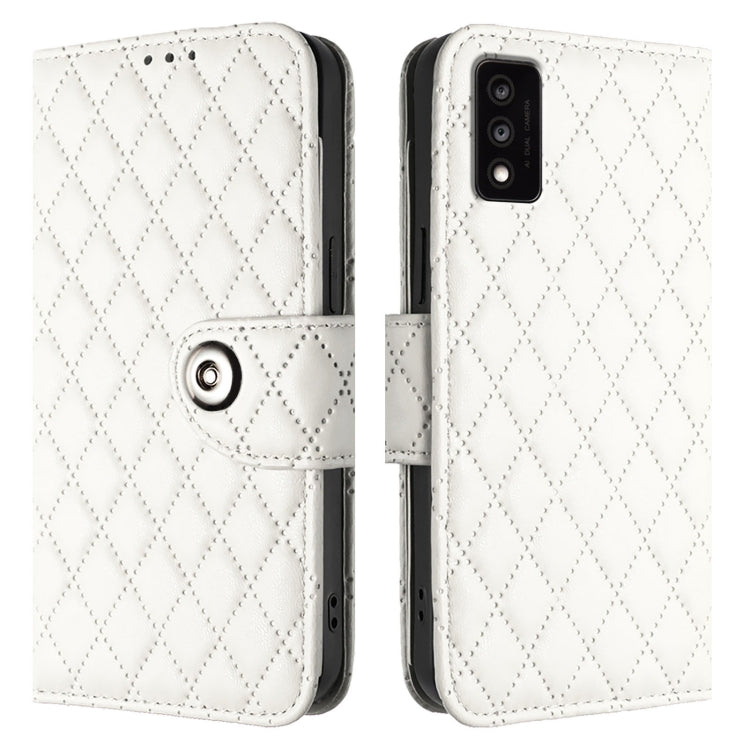 For TCL 30T T603DL Rhombic Texture Flip Leather Phone Case with Lanyard