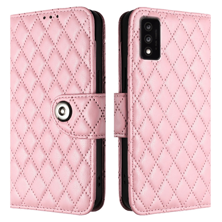 For TCL 30T T603DL Rhombic Texture Flip Leather Phone Case with Lanyard