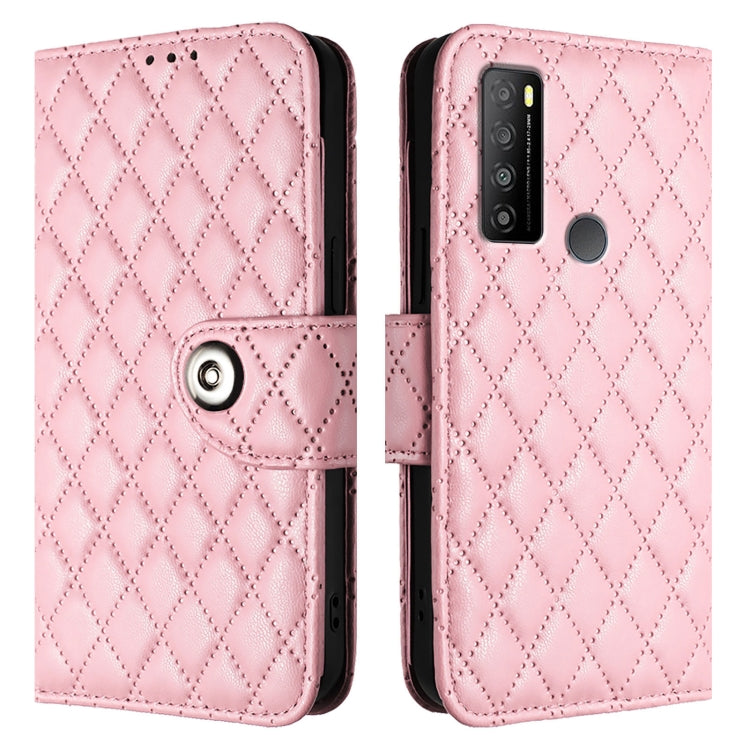 For TCL 30 XL T701DL Rhombic Texture Flip Leather Phone Case with Lanyard