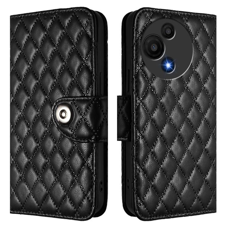 For TCL 60 SE NxtPaper / 605 Rhombic Texture Flip Leather Phone Case with Lanyard