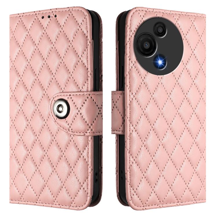 For TCL 60 SE NxtPaper / 605 Rhombic Texture Flip Leather Phone Case with Lanyard