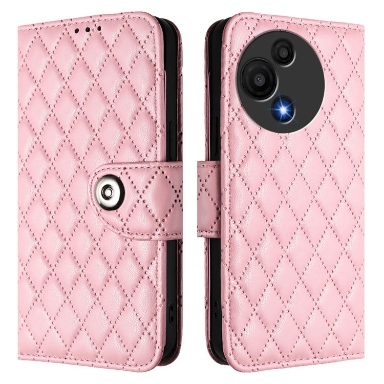 For TCL 60 SE NxtPaper / 605 Rhombic Texture Flip Leather Phone Case with Lanyard